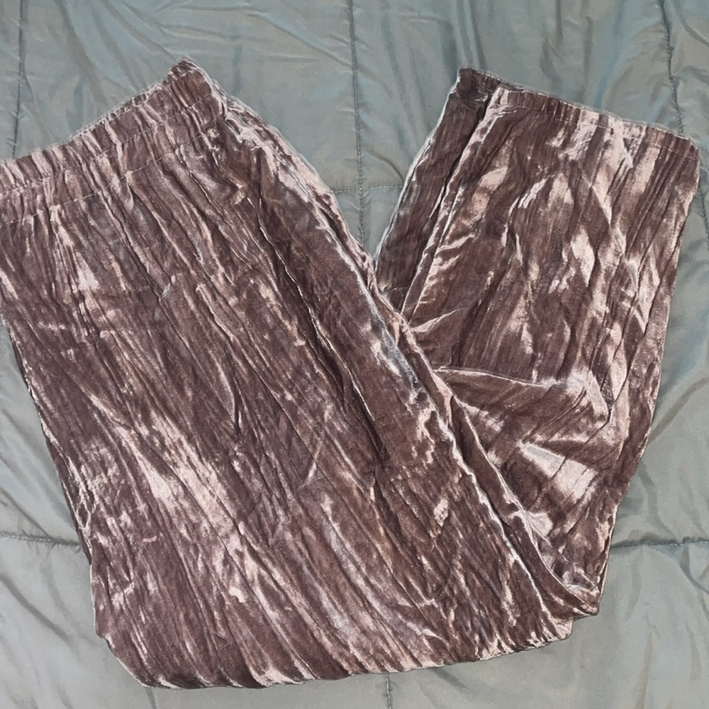 Mauve stretch velour dress pants